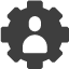 gear icon with a person in it in gray