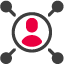 magnifying glass icon in gray and pink
