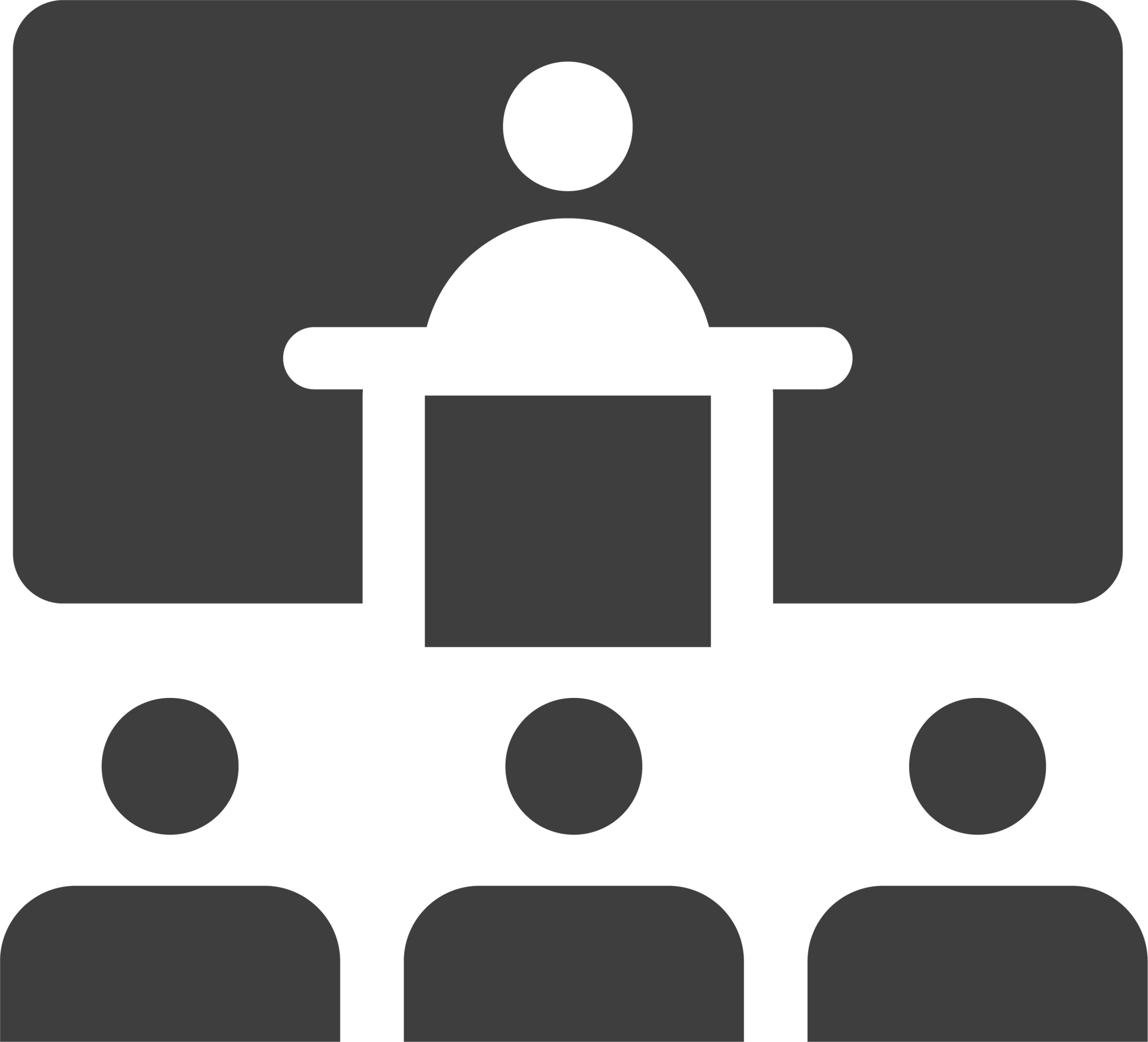 gray icon of a person and students